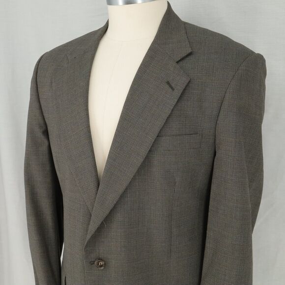 Jos A Bank Sport Coat Mens 42L Green Houndstooth Plaid Wool Jacket Blazer Lined - Picture 11 of 16